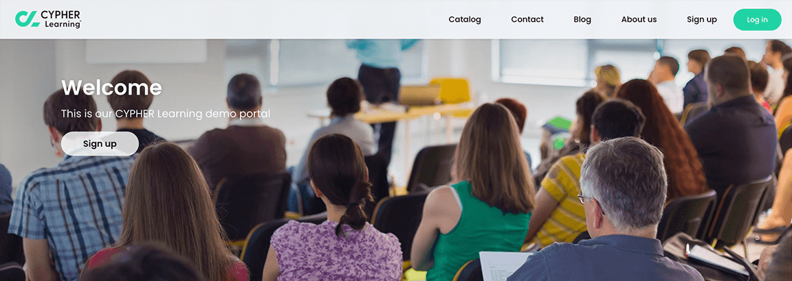 Example of a visitor home page with the logo on a white header