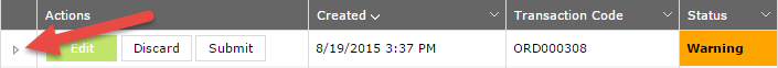 Expand icon to view transaction details