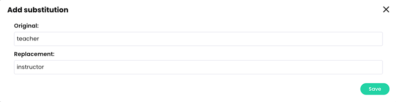 Add substitution pop-up