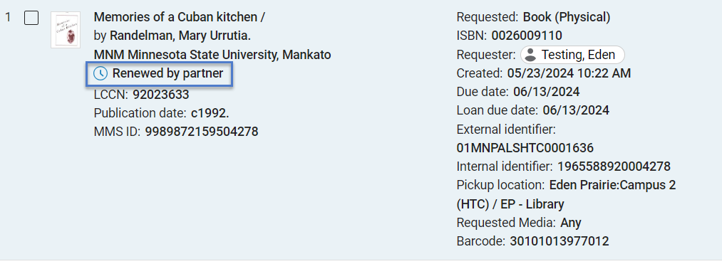 Staff view of renewed borrowing request.