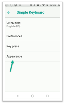 Appearance settings
