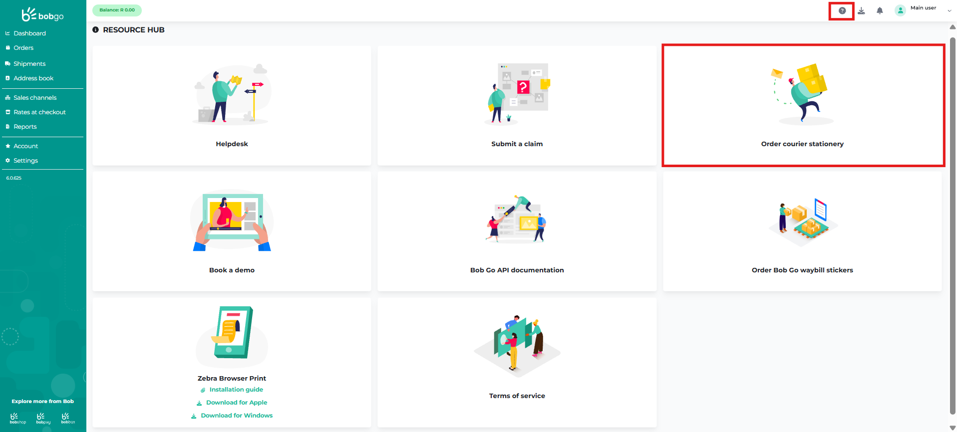 Bob Go Resource hub courier stationery option