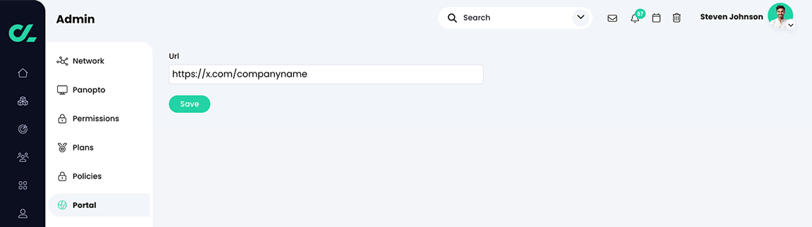 Admin, Portal, Social media URL form