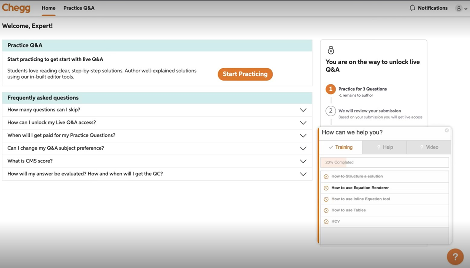 How To Get Access To The Chegg Live Q&A Dashboard With Chegg Practice Site