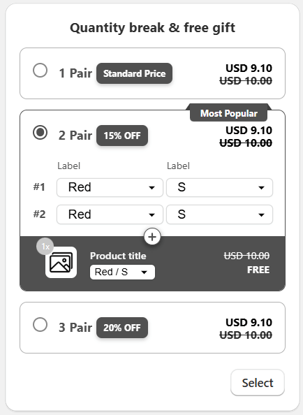 4, Quantity Break & Free Gift
