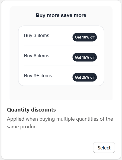 1, Quantity Discount