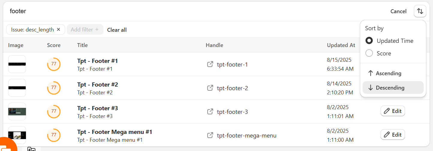 Sorted by Updated time
