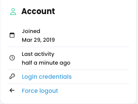 User profile, About widget from the right panel