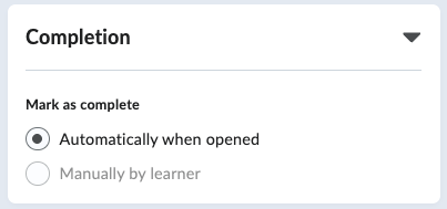 automatically when opened completion option
