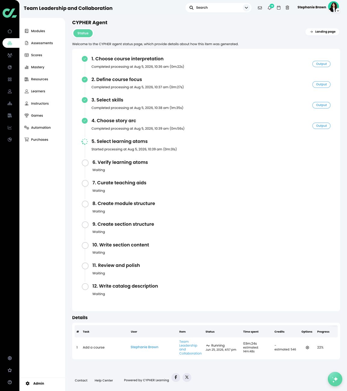CYPHER Agent status page