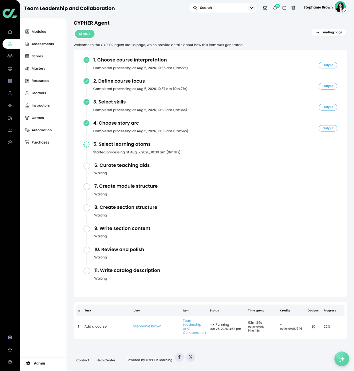 CYPHER Agent status page