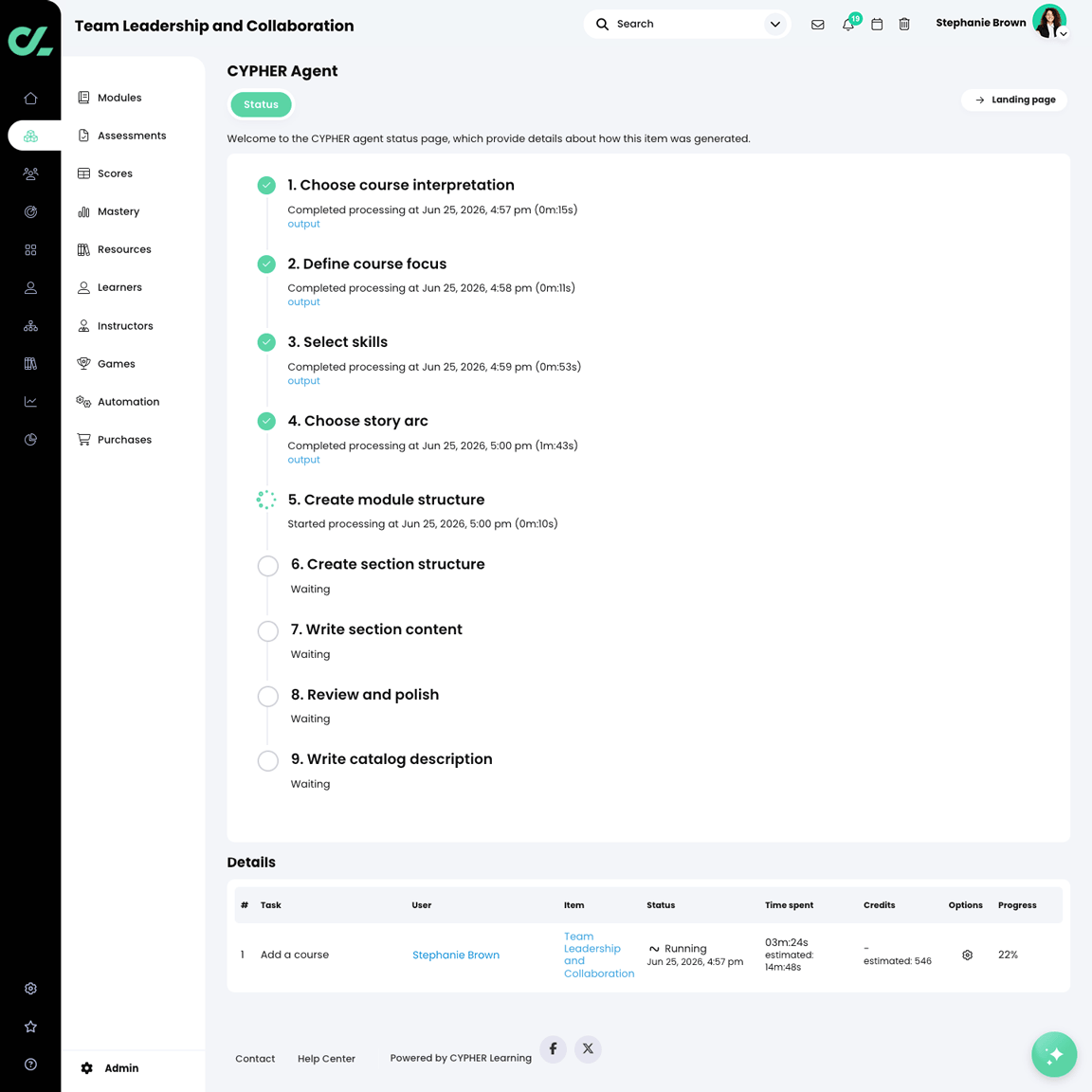 CYPHER Agent status page