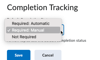 Completion tracking setting for Required Manual