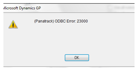 ODBC Error 23000 dialog