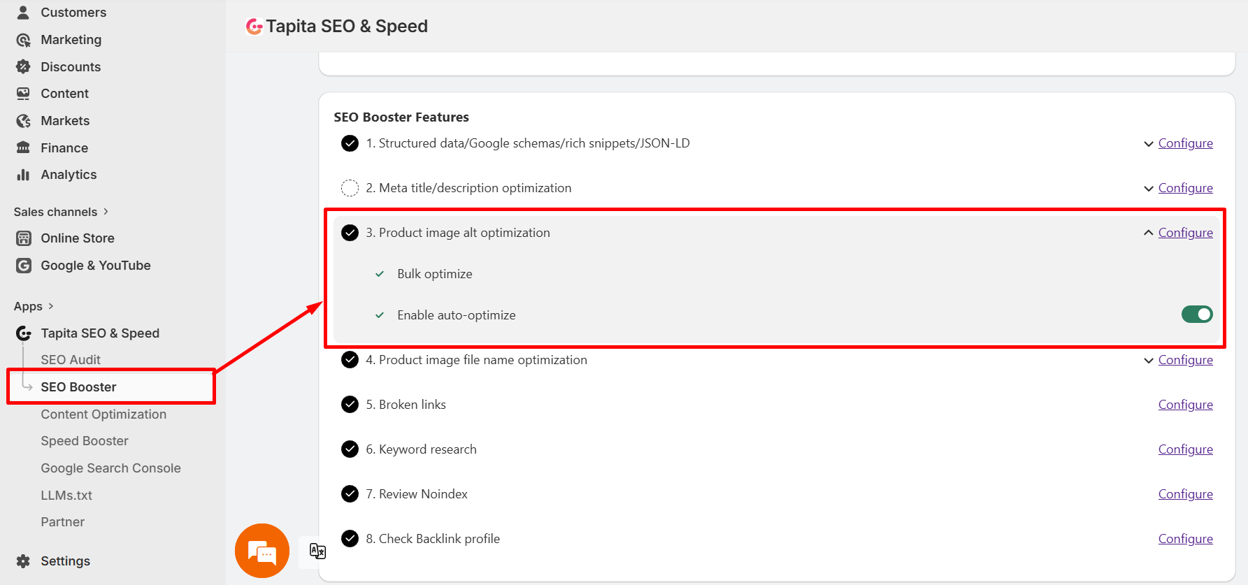 Product image alt optimization