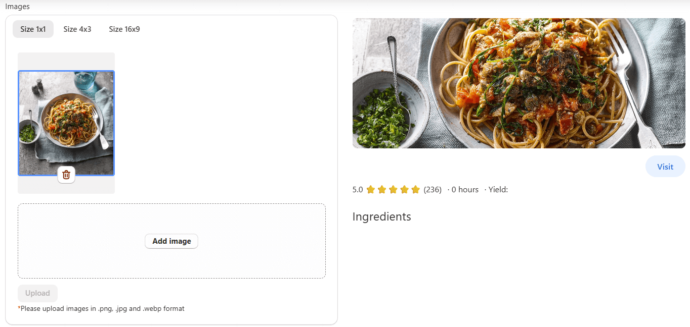Recipe Schema Guide in Tapita SEO & Speed