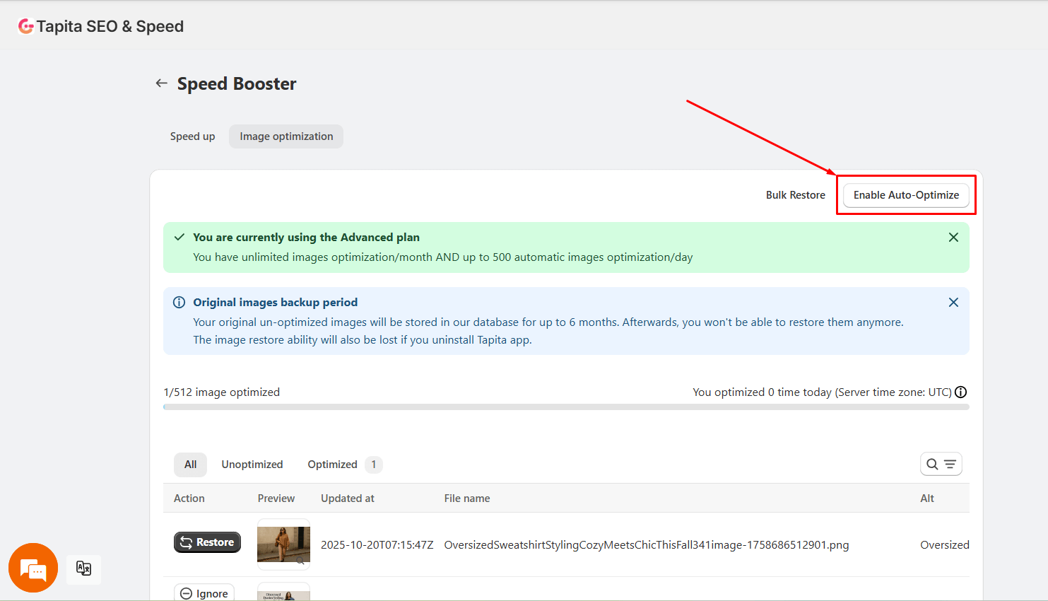 Tapita SEO & Speed - Image optimization - Auto optimize