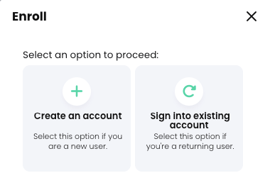Enroll pop-up for a user without an account