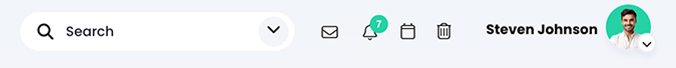 Top menu with seven current notifications
