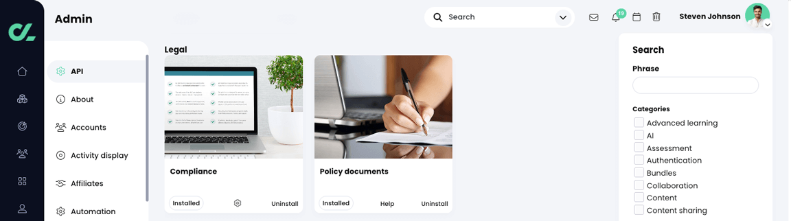 App center, Legal section