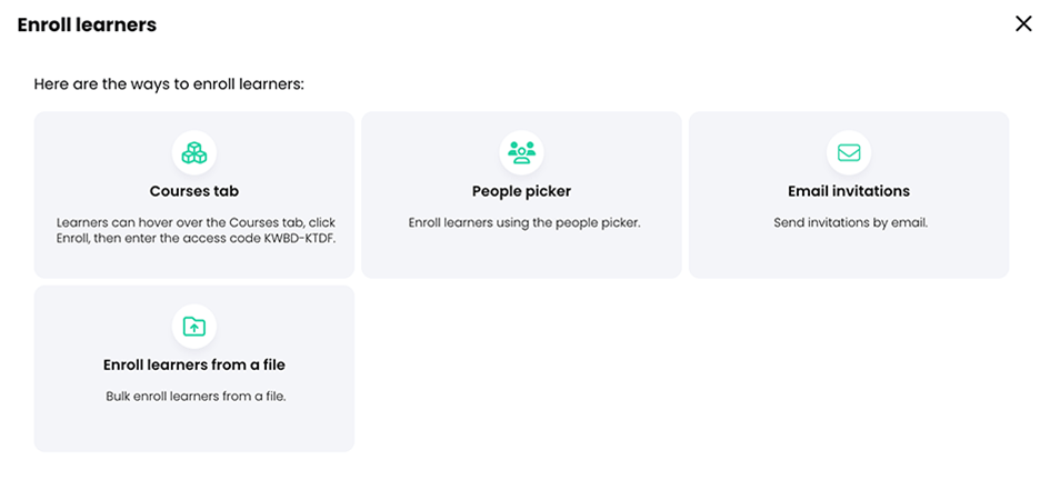 Enroll learners pop-up