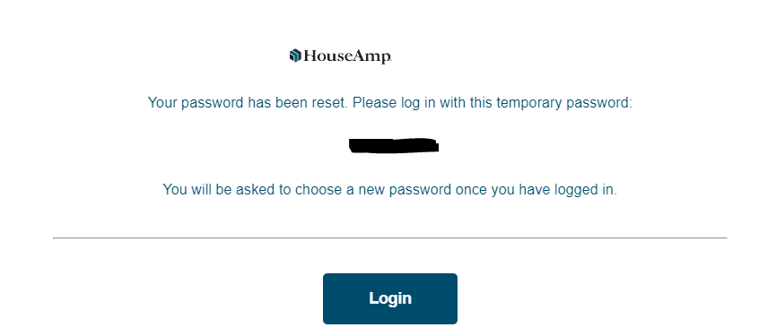 Temporary password email