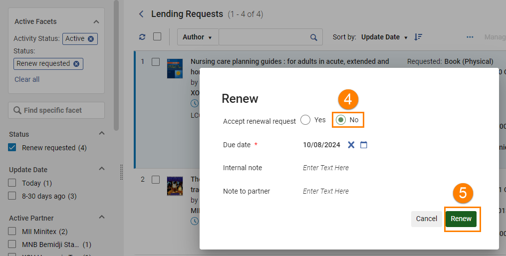 Renew with accept renewal request No