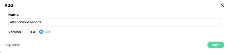 Add pop-up with an API key name and version 3.0 selected