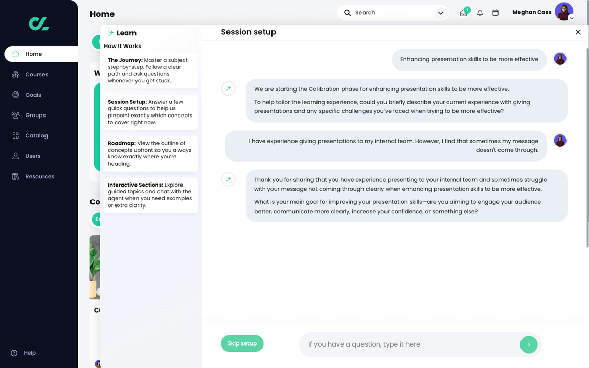CYPHER Agent for learners, Session setup