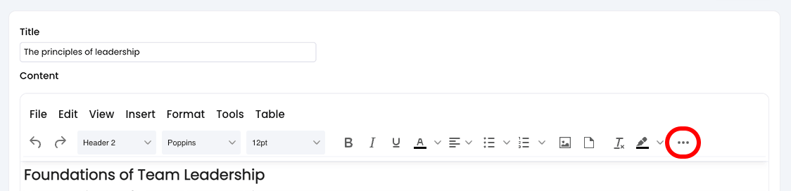 Course, Module, Edit section with the more icon highlighted
