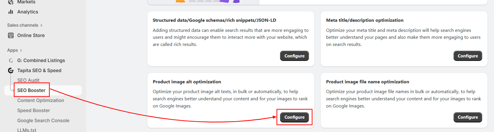Product image alt optimization in Tapita SEO & Speed