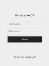 PanatrackerGP handheld login screen
