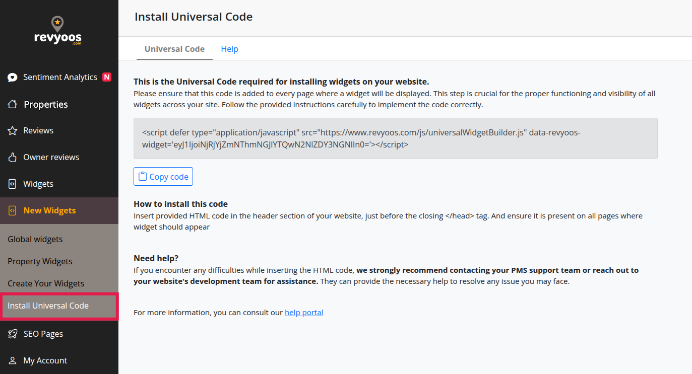 Revyoos Universal Code
