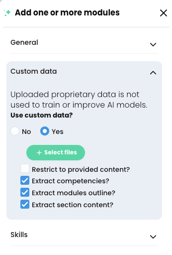CYPHER Agent menu, Add one of more modules, Custom data tab open