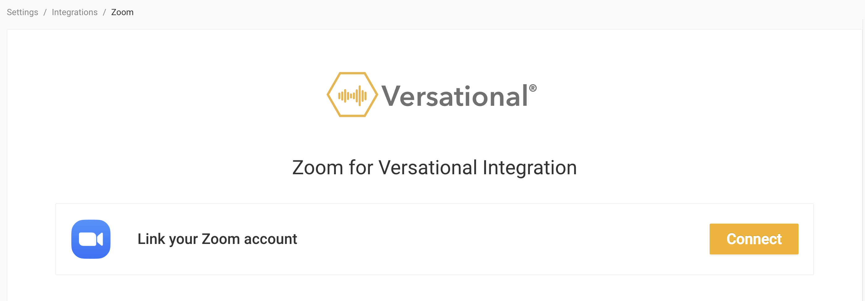 Zoom integration page