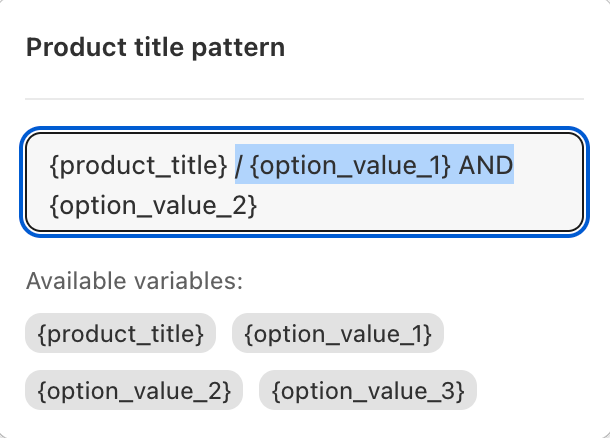 Arrange the Order of Option Values in the Title or Change Characters