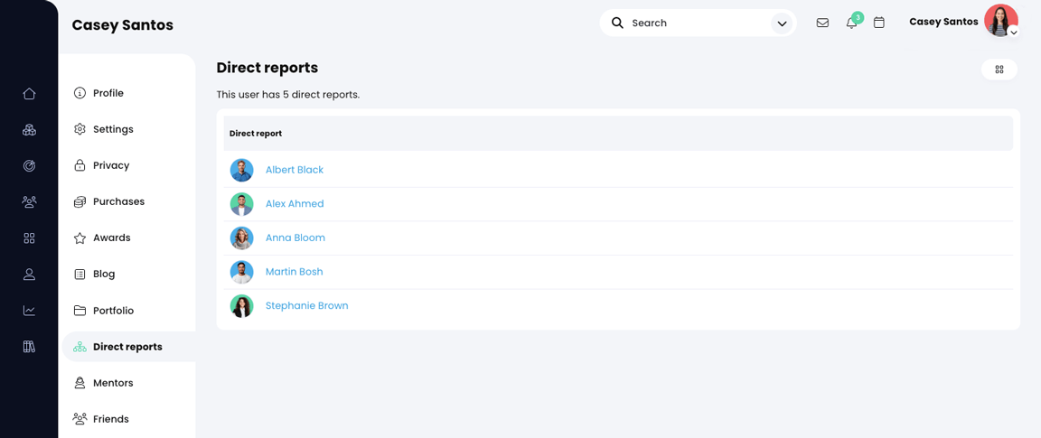 Vezetői profil, Közvetlen beosztottak oldala