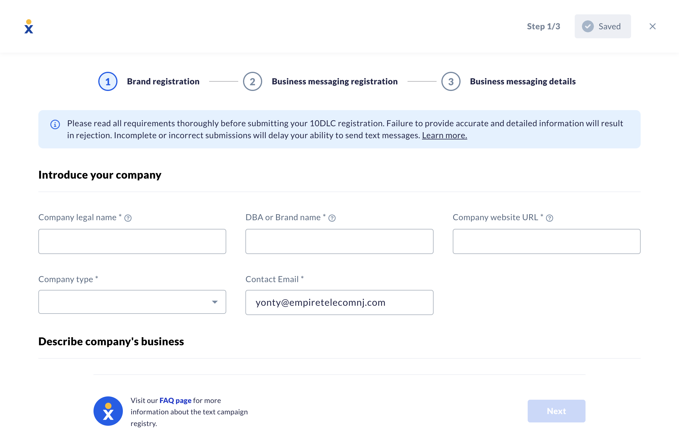Follow the steps to register your company brand and then camping  