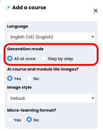 CYPHER Agent menu, General tab with Generation mode highlighted