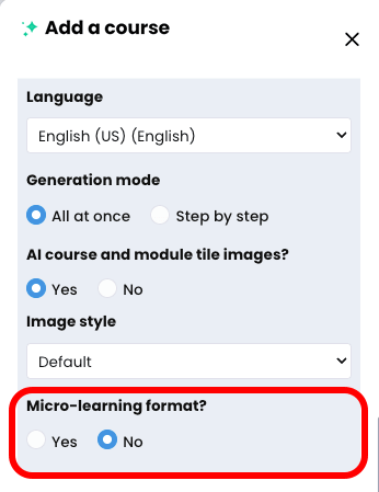 CYPHER Agent menu, General tab with Micro-learning format section highlighted