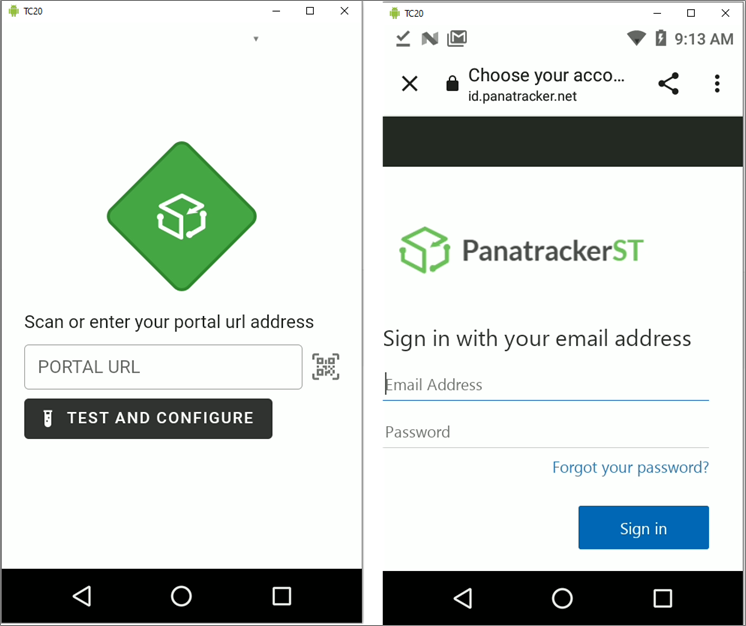 Portal URL registration and login screen