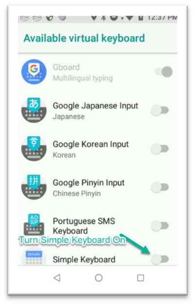 Enabling Simple Keyboard