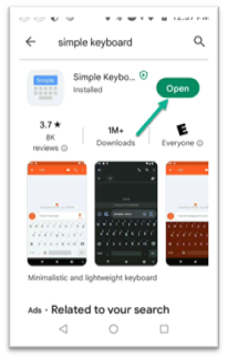 Opening Simple Keyboard