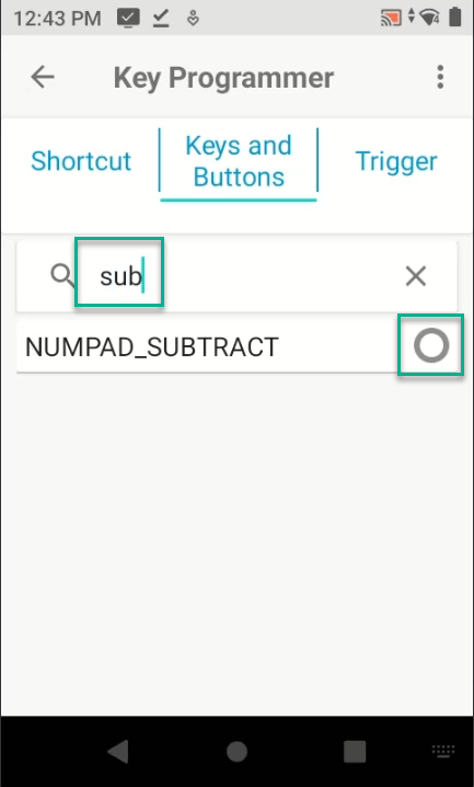 Character selection with radio button