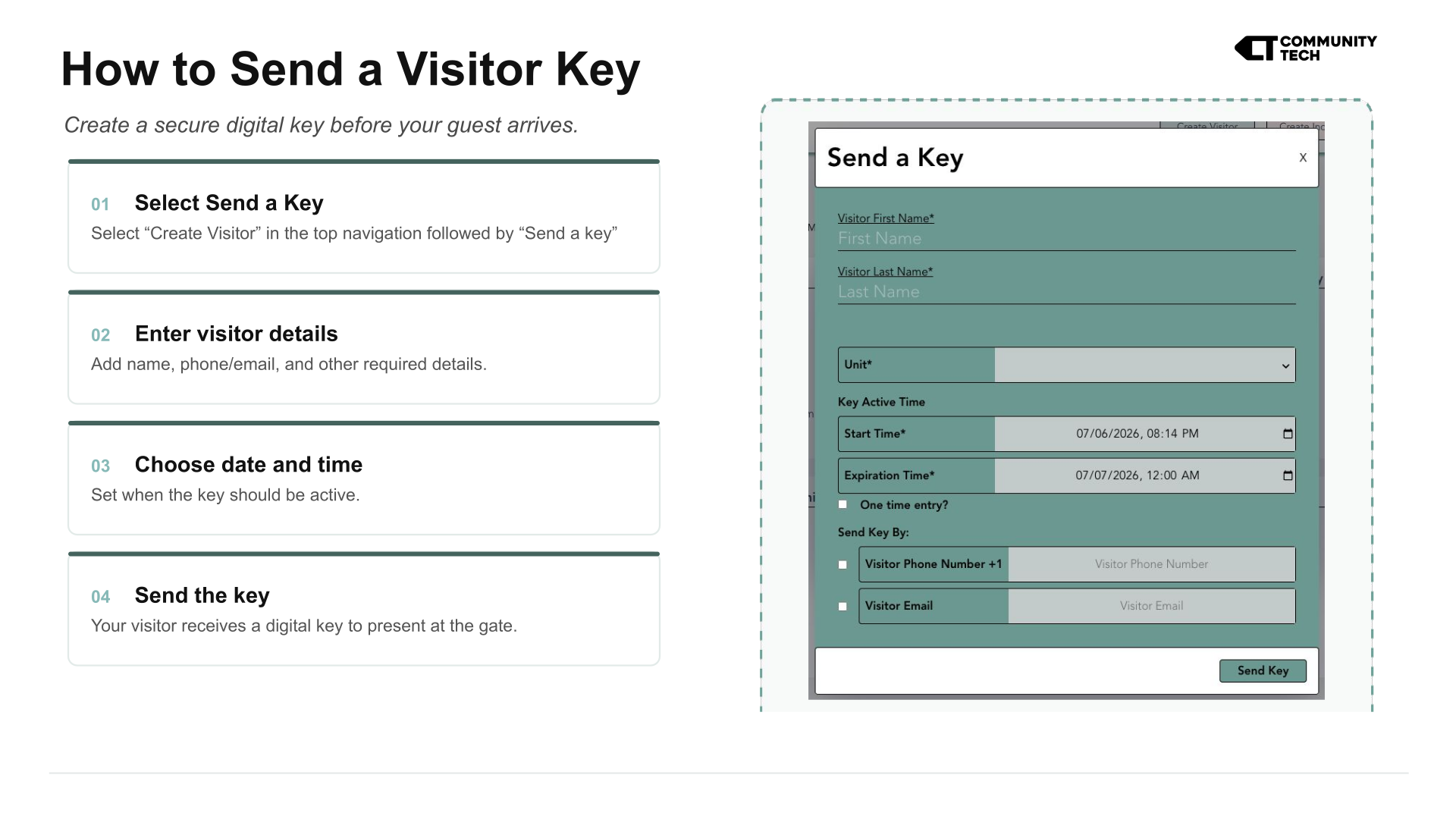 How to Send a Visitor Key. Create a secure digital key before your guest arrives.