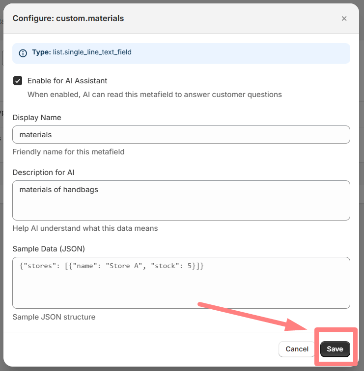 Configure metafields