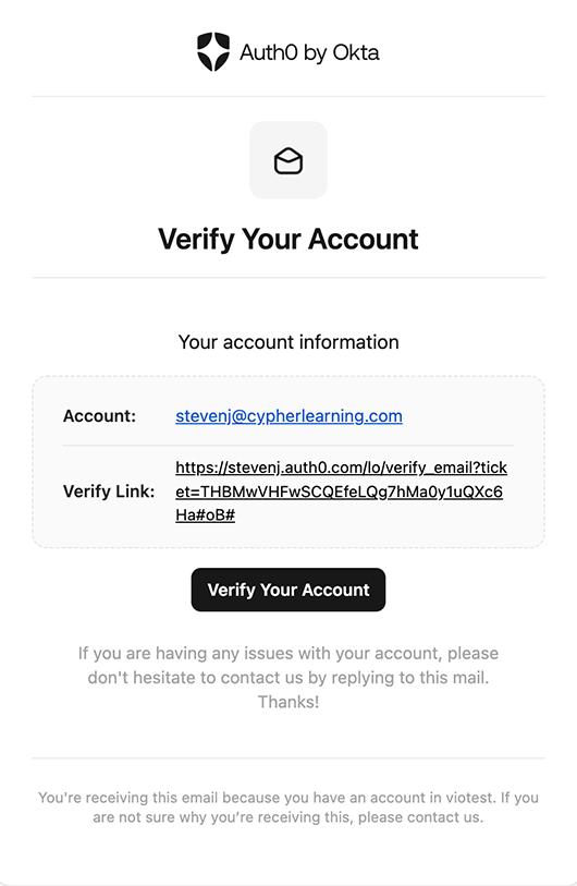 Auth0 email verification example