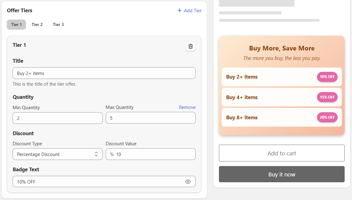 Edit Quantity Discount & Volume Discount