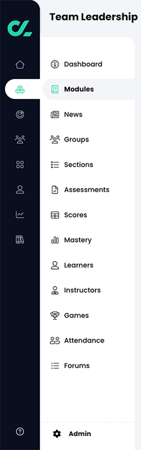 Course navigation menu