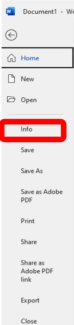 Info into the file tab  on the blue ribbon.